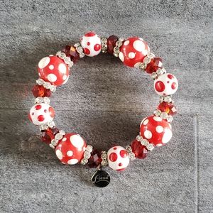 Red White Fiona Hand Painted Bracelet